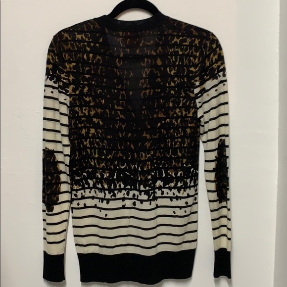 EUC Tory Burch Striped Animal Print Cardigan sz S - Picture 9 of 10